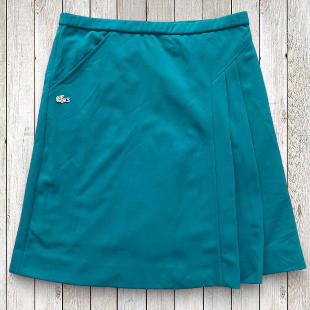Haymaker Lacoste Womens Teal Pleated Golf Tennis Skirt Vintage 70s Size 14